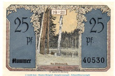 Notgeld Stadt Blankenhain 117.2 , 25 Pfennig Schein in kfr. o.D. , Thüringen Seriennotgeld