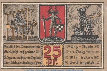 Preview: Notgeld Stadt Bleicherode 119.2 , 25 Pfennig -rote KN- in kfr. von 1921 , Seriennotgeld Thüringen