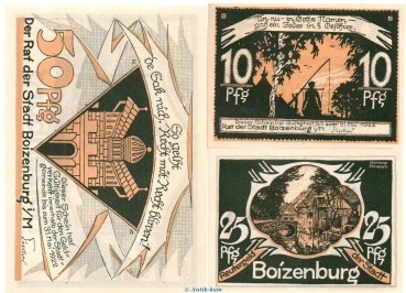 Notgeld Stadt Boizenburg 134.1.a mit b , Reutergeld Set mit 3 Scheinen in kfr. o.d. Mecklenburg Vorpommern Seriennotgeld