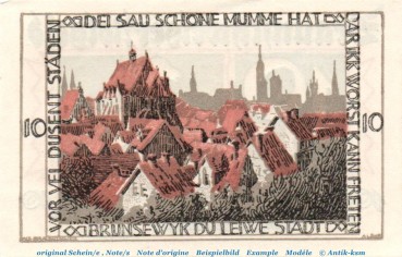 Preview: Notgeld Stadt Braunschweig 155.2.b , 10 Pfennig Schein o. Drfa. in kfr. von 1921 , Niedersachsen Seriennotgeld