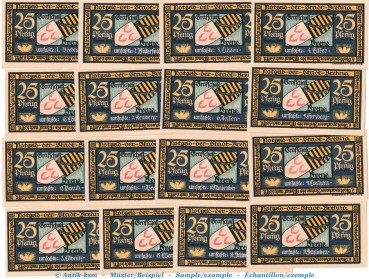 Notgeld Stadt Brehna 160.2 , Set mit 16 Scheinen -Orte- in kfr. von 1921 , Sachsen Anhalt Seriennotgeld