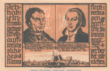 Notgeld Stadt Brehna 160.3 , 50 Pfennig Schein Nr.1 in kfr. von 1921 , Sachsen Anhalt Seriennotgeld