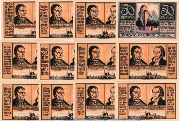 Notgeld Stadt Brehna 160.3 , Verse Set mit 12 Scheinen in kfr. von 1921 , Sachsen Anhalt Seriennotgeld