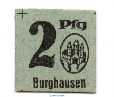Notgeld Stadt Burghausen 1035.30.21 , 2 Pfennig Schein in kfr. o.D. Bayern Verkehrsausgabe