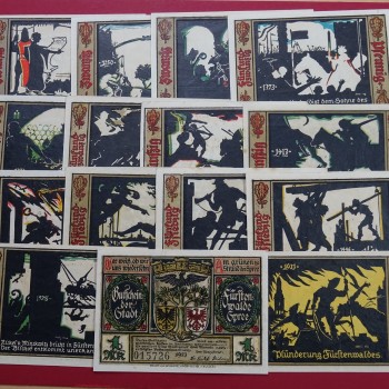 Notgeld Stadt Fürstenwalde , Brandenburg , kompletter Satz mit 15 Scheinen in kassenfrischer Erhaltung , Seriennotgeld , 403.1  , von 1921