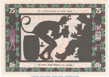 Notgeld Stadt Grünberg 489.2.b , 75 Pfennig Nr.4 -Dünn- in kfr. o.D. Schlesien Seriennotgeld