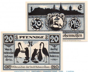 Notgeld Stadt Hohenmölsen 621.1.a , Set mit 2 Scheinen in kfr. o.D. Sachsen Anhalt Seriennotgeld