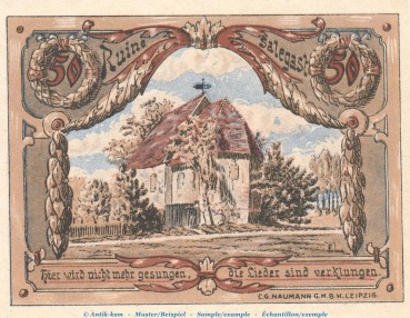 Notgeld Stadt Jessnitz 659.3 , 50 Pfennig Nr.2 -Glück auf- in kfr. von 1921 , Sachsen Anhalt Seriennotgeld