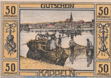 Preview: Notgeld Stadt Kappeln 677.2.b , 50 Pfennig Schein Kn. rotbraun in kfr. von 1920 , Schleswig Holstein Seriennotgeld