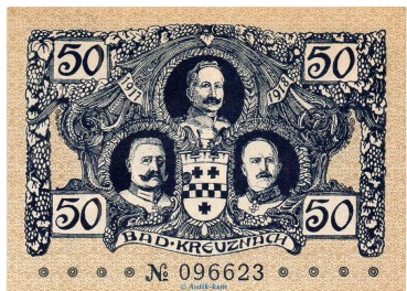 Notgeld Stadt Kreuznach , 50 Pfennig Schein in kfr. Tieste 3725.05.25 von 1917-18 , Rheinland Verkehrsausgabe