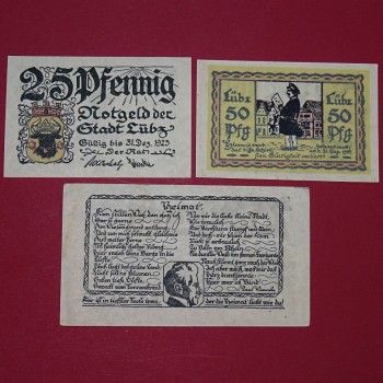 Lübz , Notgeld Set mit 3 Scheinen in kfr. M-G 835.2 , Mecklenburg Vorpommern o.D. Seriennotgeld