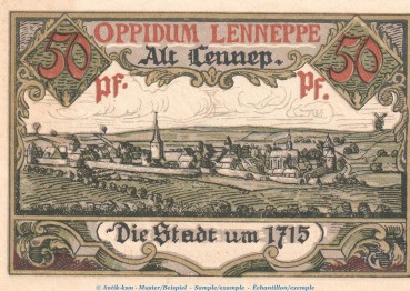 Notgeld Stadt Lennep 791.1 , 50 Pfennig Schein -B- in kfr. von 1921 , Westfalen Seriennotgeld