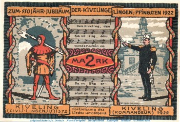 Notgeld Stadt Lingen 803.4 , 2 Mark Schein in kfr. von 1922 , Niedersachsen  Seriennotgeld