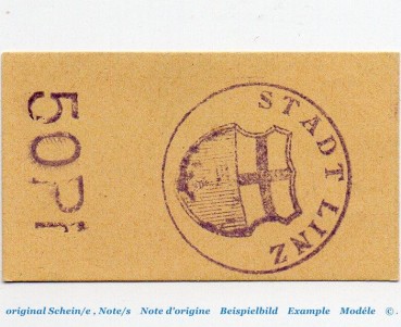 Notgeld Stadt Linz am Rhein 4140.10.30 , 50 Pfennig Schein in kfr. o.D. , Rheinland Verkehrsausgabe