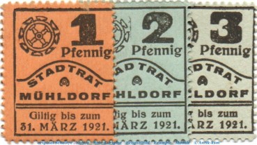 Notgeld Stadt Mühdorf 4650.05.01-03 , Set mit 3 Scheinen in kfr. o.D. Bayern Verkehrsausgabe