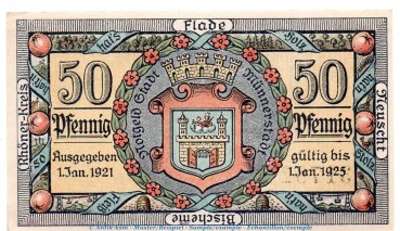 Notgeld Stadt Münnerstadt 912.4 , 50 Pfennig Schein o.Wz. in kfr. von 1921 , Bayern Seriennotgeld