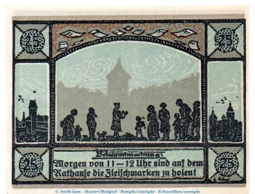 Notgeld Stadt Mainbernheim 859.3 , 25 Pfennig Schein -Fleisch- in kfr. von 1920 , Bayern Seriennotgeld