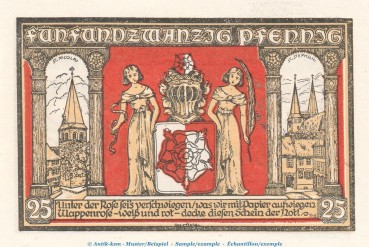 Notgeld Stadt Osterwieck 1137.1.e , 25 Pfennig Schein in kfr. von 1921 , Sachsen Anhalt Seriennotgeld