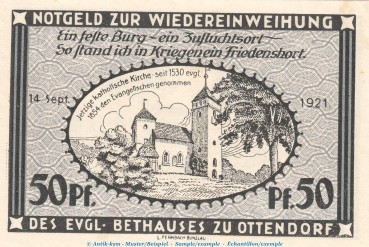 Notgeld Stadt Ottendorf - Bunzlau 1038.1 , 50 Scheinen Schein in kfr. von 1921 , Schlesien Seriennotgeld