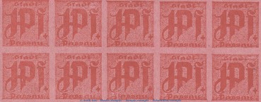 Notgeld Stadt Passau , 10 x 1 Pfennig d.br.rot-mattrot in kfr. Tieste 5515.05.058 o.D. Sachsen Verkehrsausgabe