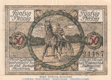 Notgeld Stadt Pfarrkirchen , 50 Pfennig Schein in kfr. Tieste 5580.10.15 o.D. Bayern Verkehrsausgabe