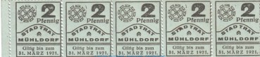 Notgeld Stadtrat Mühldorf , 5-er Streifen 2 Pfennig in kfr. Tieste 4650.05.01 o.D. Bayern Verkehrsausgabe