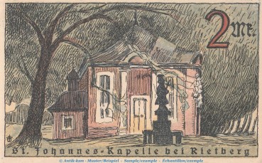 Preview: Notgeld Stadt Rietberg 1123.1 , 2 Mark Schein in kfr. von 1921 , Westfalen Seriennotgeld