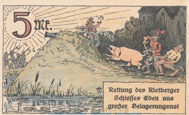 Preview: Notgeld Stadt Rietberg 1123.1 , 5 Mark Schein in kfr. von 1921 , Westfalen Seriennotgeld