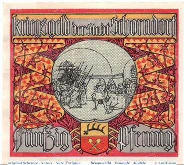 Notgeld Stadt Schorndorf 6685.05.01 , 50 Pfennig Schein in kfr. o.D. Württemberg Verkehrsausgabe