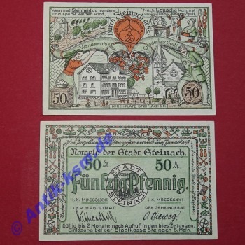 Notgeld Stadt Steinach , Thüringen , vollständiger Satz mit 1 Schein in kassenfrischer Erhaltung , Seriennotgeld , 1260.1 , von 1921