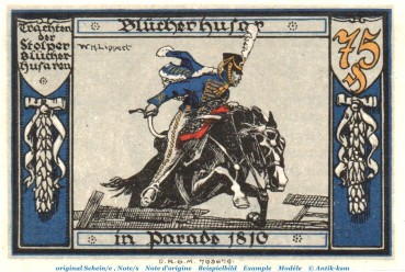 Notgeld Stadt Stolp 1275.4.a , 75 Pfennig Schein mit Wz in kfr. o.D. Pommern Seriennotgeld