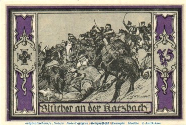 Notgeld Stadt Stolp 1275.6.a , 75 Pfennig Schein in kfr. Wz Z-Muster , o.D. , Pommern Seriennotgeld