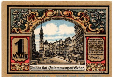 Preview: Notgeld Stadt Trostberg 1348.2 , 1 Mark Schein in kfr. von 1920 , Bayern  Seriennotgeld