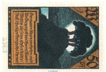 Notgeld Stadt Wettin 1421.1 , 50 Pfennig Schein W mit Kennummer. o.D. Sachsen Anhalt Seriennotgeld