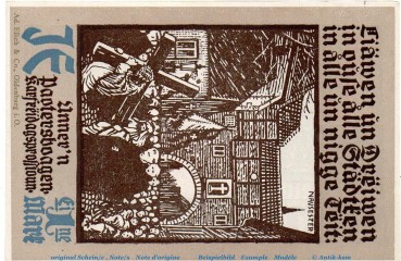 Preview: Notgeld Stadt Wiedenbrück 1423.1.b , 1 Mark Schein -IE- in kfr. von 1921 , Westfalen Seriennotgeld