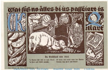 Preview: Notgeld Stadt Wiedenbrück 1423.1.b , 2 Mark -CK- mit Drfa. in kfr. von 1921 , Westfalen Seriennotgeld