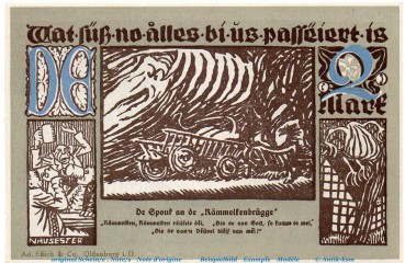 Preview: Notgeld Stadt Wiedenbrück 1423.1.b , 2 Mark -DE- mit Drfa. in kfr. von 1921 , Westfalen Seriennotgeld