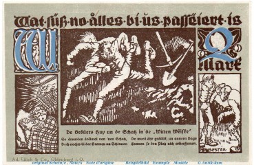 Preview: Notgeld Stadt Wiedenbrück 1423.1.b , 2 Mark -W- mit Drfa. in kfr. von 1921 , Westfalen Seriennotgeld