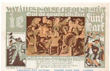 Preview: Notgeld Stadt Wiedenbrück 1423.1.b , 5 Mark -IE- mit Drfa. in kfr. von 1921 , Westfalen Seriennotgeld