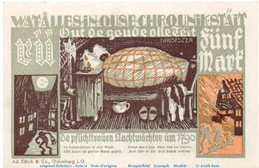 Preview: Notgeld Stadt Wiedenbrück 1423.1.b , 5 Mark -RÜ- mit Drfa. in kfr. von 1921 , Westfalen Seriennotgeld