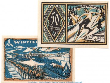 Notgeld Stadt Winterberg 1435.1-2 , Set mit 2 Scheinen in kfr. von 1921 , Westfalen Seriennotgeld