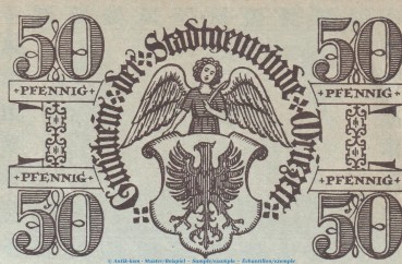 Notgeld Stadt Wriezen , 50 Pfennig Schein in kfr. Tieste 8115.05.11 von 1919 , Brandenburg Verkehrsausgabe