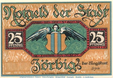 Preview: Notgeld Stadt Zörbig 1475.3.b , 25 Pfennig Nr. 5 mit Signatur in kfr. o.D. , Sachsen Anhalt Seriennotgeld