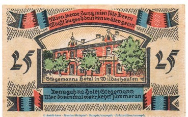 Preview: Notgeld Stegemanns Hotel Wildeshausen 1427.1.b , 25 Pfennig Schein in kfr. o.D. Niedersachsen Seriennotgeld