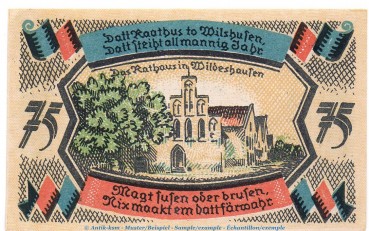 Preview: Notgeld Stegemanns Hotel Wildeshausen 1427.1.b , 75 Pfennig Schein in kfr. o.D. Niedersachsen Seriennotgeld