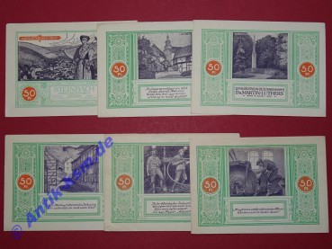 Notgeld Steinbach , Thüringen , vollständiger Satz mit 6 Scheinen , Seriennotgeld , 1261.1 b , von 1922