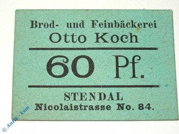 Notgeld Stendal , Otto Koch , 60 Pfennig Schein , Tieste 7130.15.02 , Sachsen Verkehrsausgabe