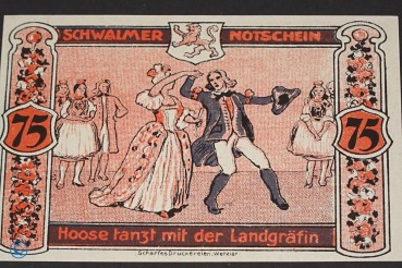 Notgeld Treysa , Hessen , Einzelschein über 75 Pfennig Kn = rot  , Mehl Grabowski 1340.1 a  , Seriennotgeld