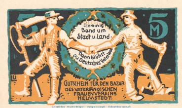 Notgeld Vatl. Frauenverein Helmstedt 598.1 , 5 Mark Schein in kfr. o.D. Niedersachsen Seriennotgeld