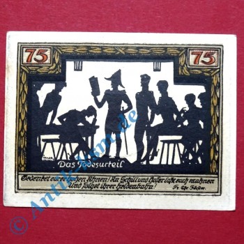 Preview: Notgeld Wesel , mit weißem Rand , 75 Pfennig Schein 1 , Mehl Grabowski 1409.3 , von 1921 , Westfalen Seriennotgeld